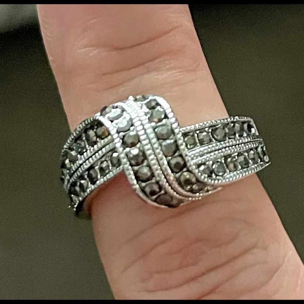 Sterling Silver size 8 QVC black diamond ring